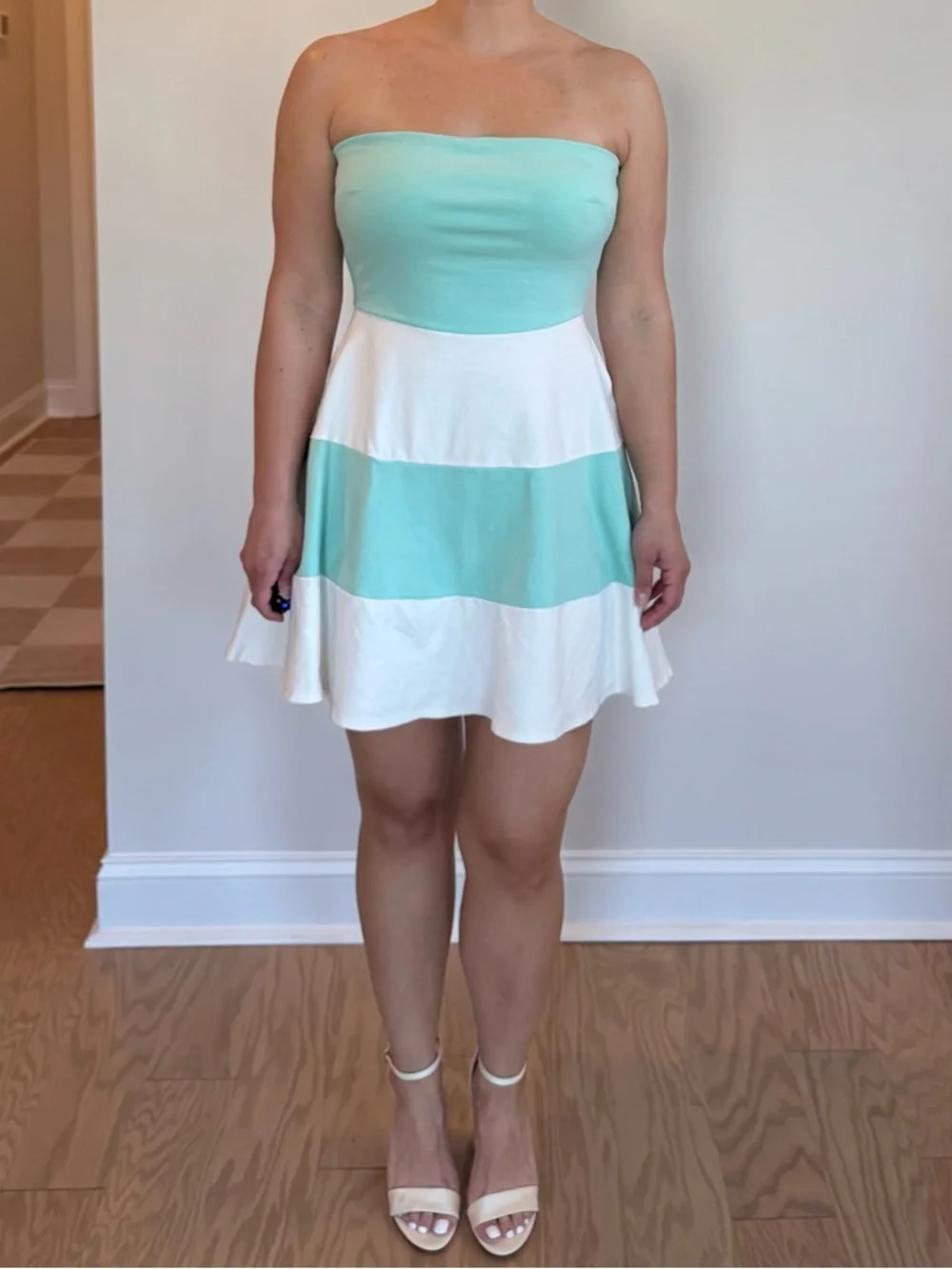 mint blue skater dress Lulu's Dreaming of Romance Mint Blue Floral Print Ruffled Skater Dress S Girly